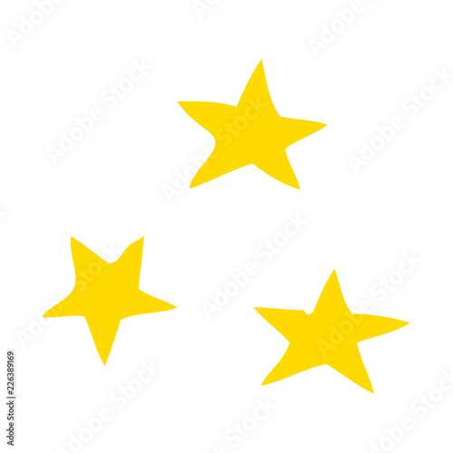 flat color illustration cartoon of three stars