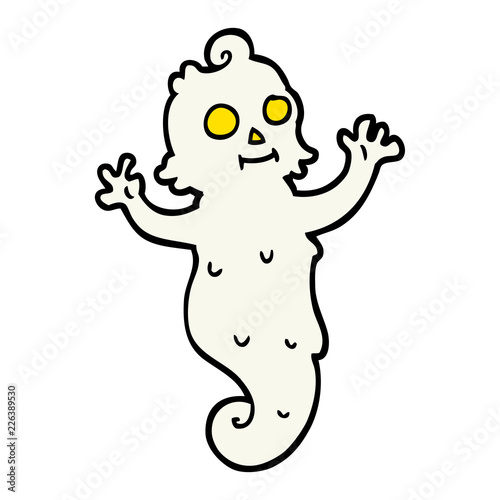 hand drawn doodle style cartoon spooky ghost