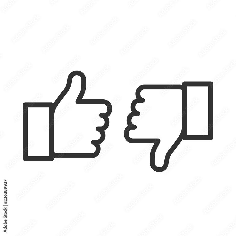 Thumbs up and thumbs down. Flat style - stock vector. - obrazy, fototapety, plakaty 