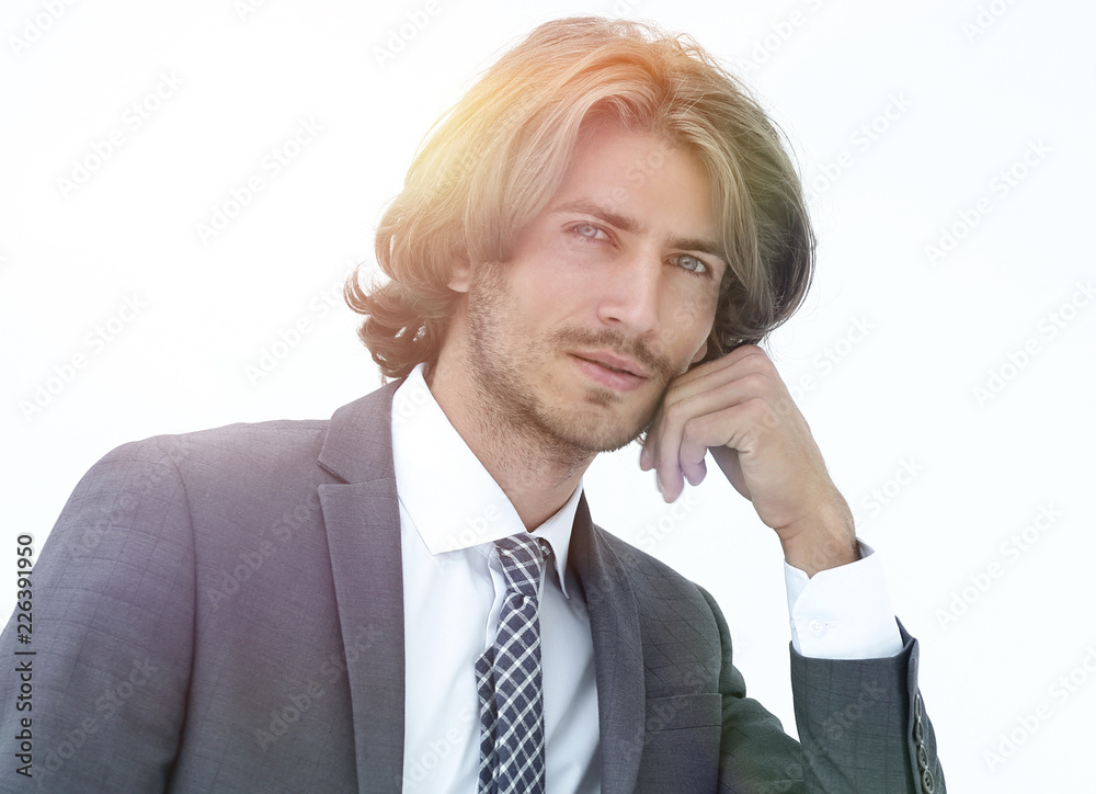 business man thinking wear elegant suit and tie business man thinking wear elegant suit and tie