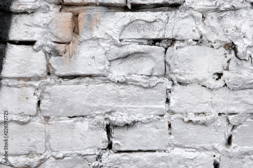 Old white brick wall background or texture.