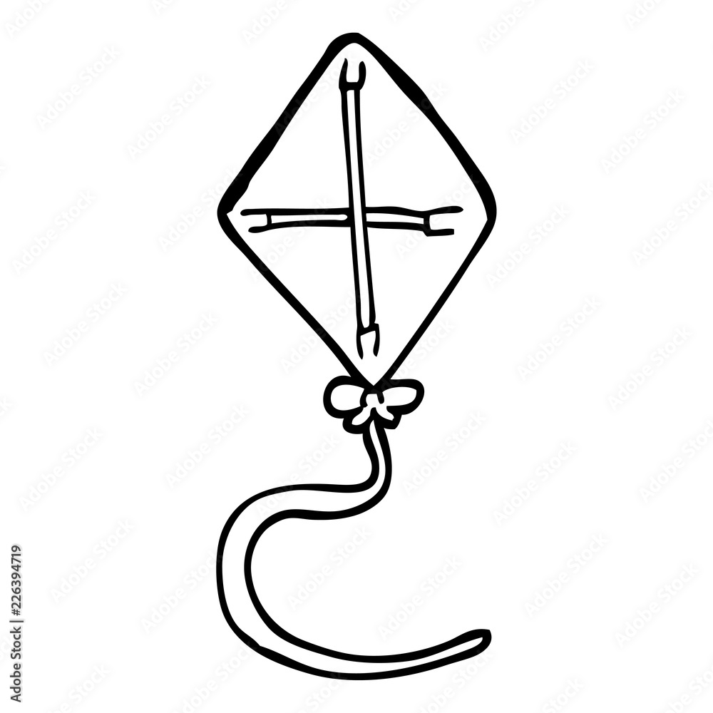 Naklejka premium black and white cartoon kite