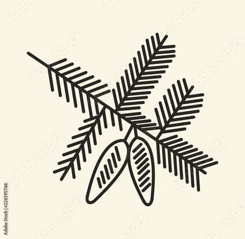 pine cone black contour on white background simple drawing