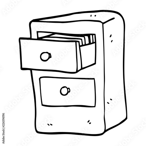black and white cartoon drawers of files