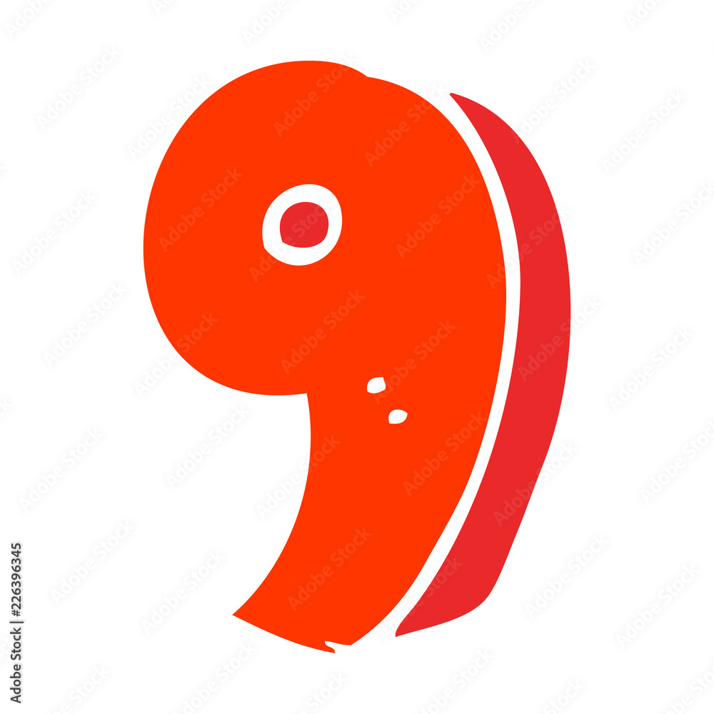 Obraz premium flat color illustration cartoon number nine