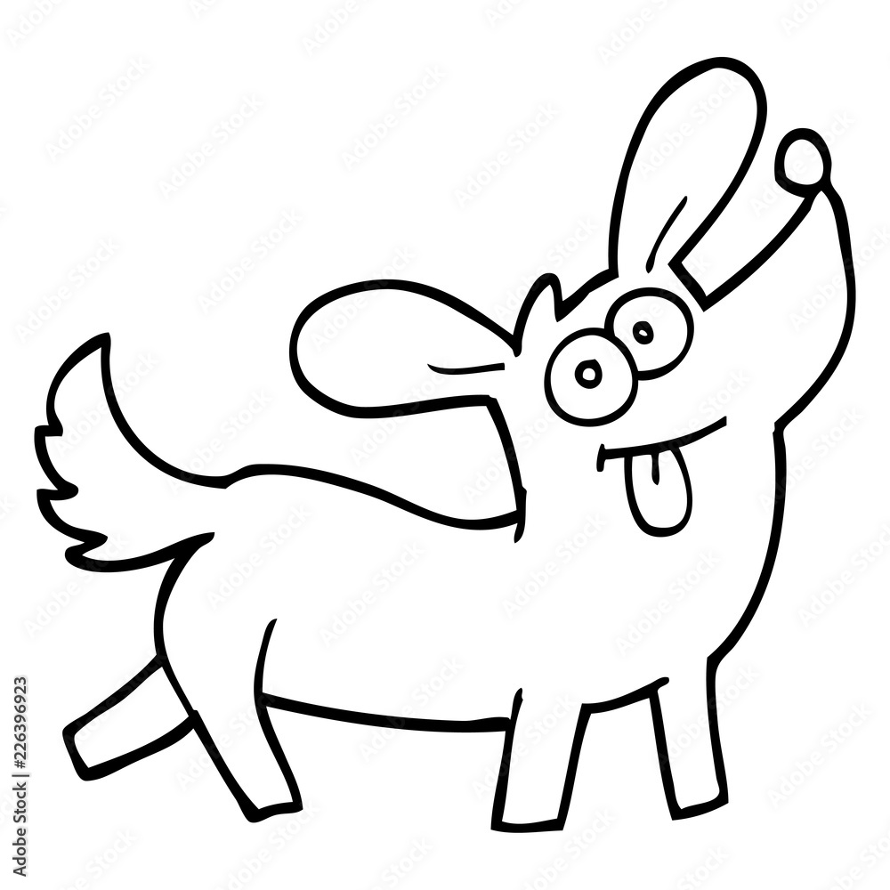 Obraz premium black and white cartoon happy dog
