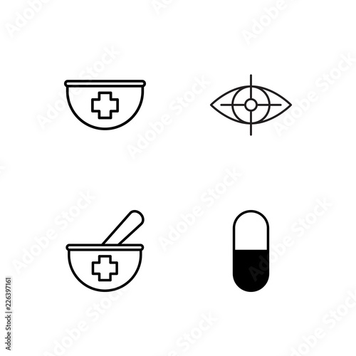 medical simple outlined icons set