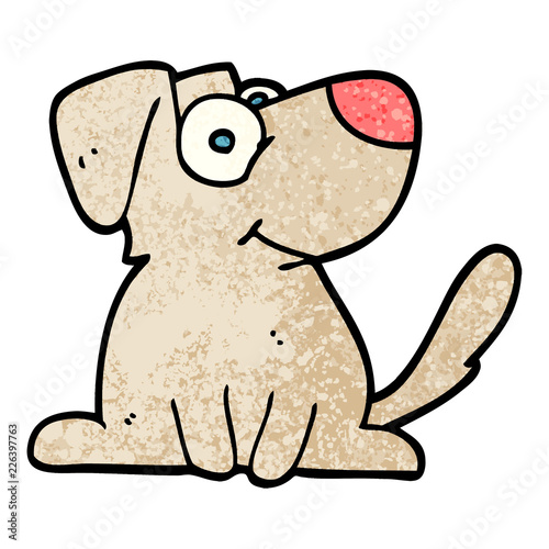grunge textured illustration cartoon happy dog