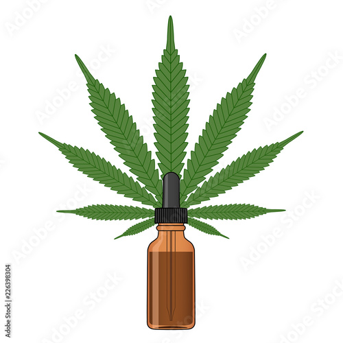 Medical marijuana oil in eyedropper bottle.