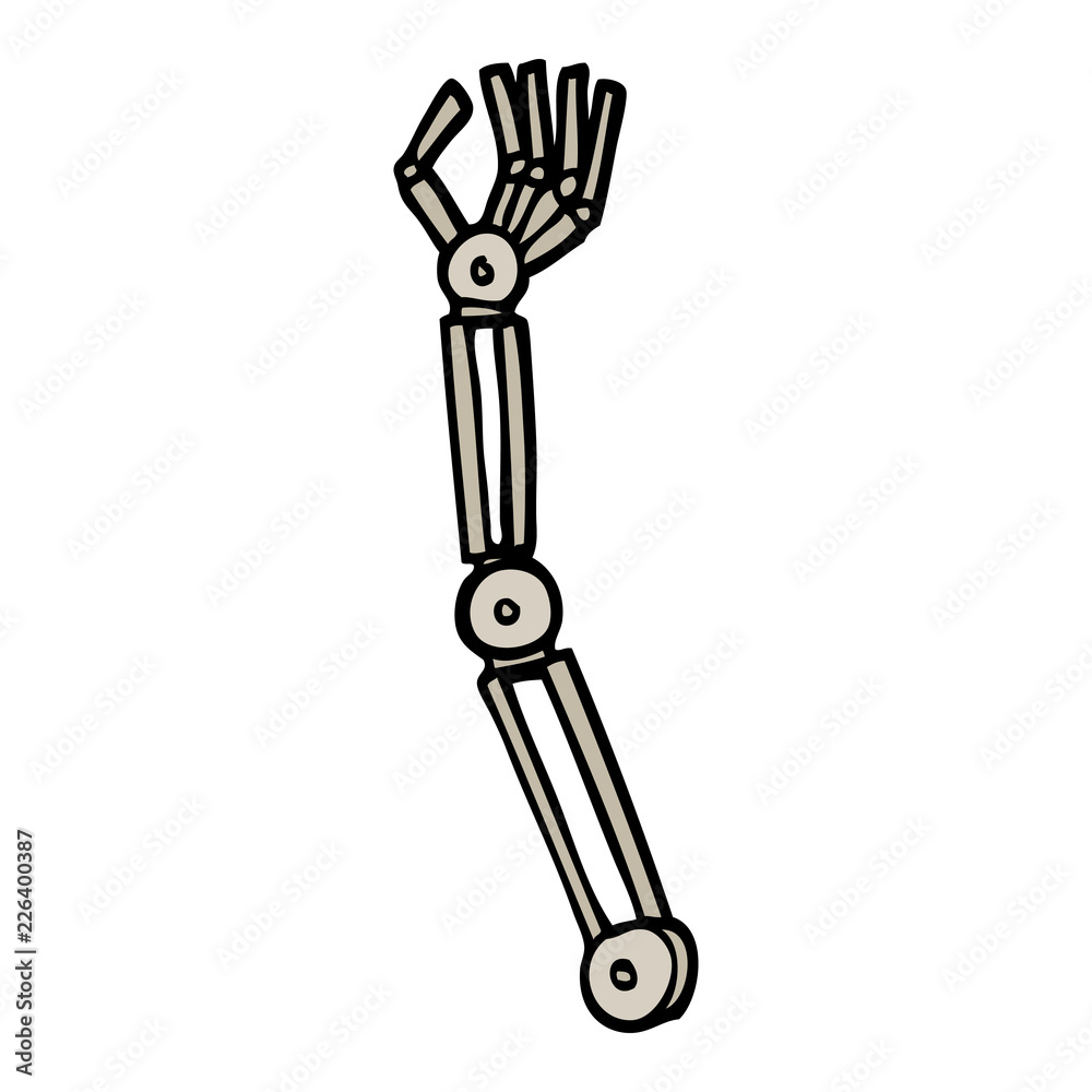 hand drawn doodle style cartoon robotic arm hand drawn doodle style cartoon robotic arm