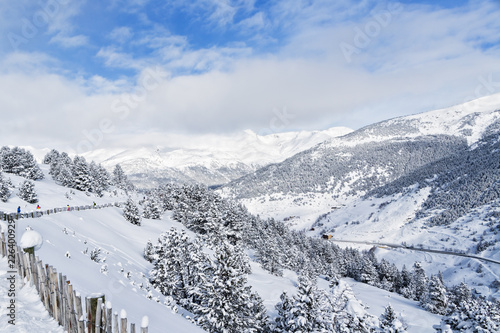 View of slopes of mountains in the winter in the Pyrenees, Andorra © Ekaterina Kolomeets