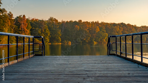 Valokuva Lakeside with wooden deck extended out into water