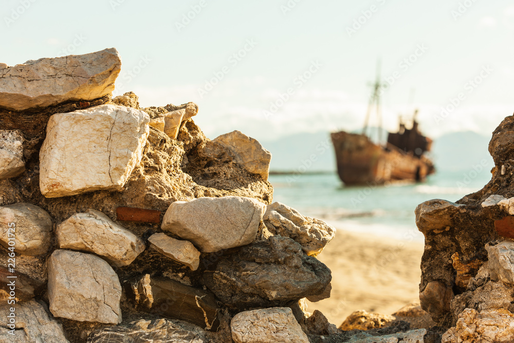 The famous shipwreck near Gythio Greece The famous shipwreck near Gythio Greece