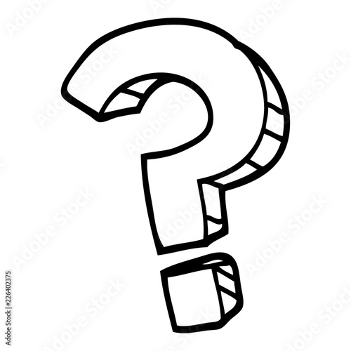 black and white cartoon question mark