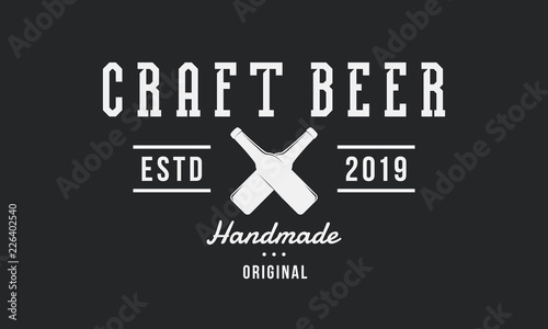 Craft Beer logo. Retro poster for pub, bar, tavern, brewery, beer house. Vector