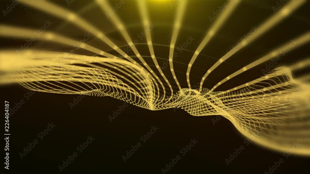 Plexus fantasy abstract technology and motion background. Animated gold ...
