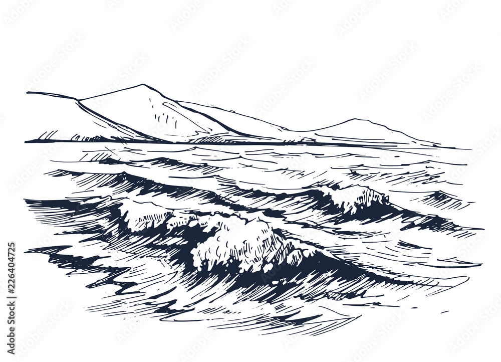 Obraz premium Morze z falowym nakreśleniem