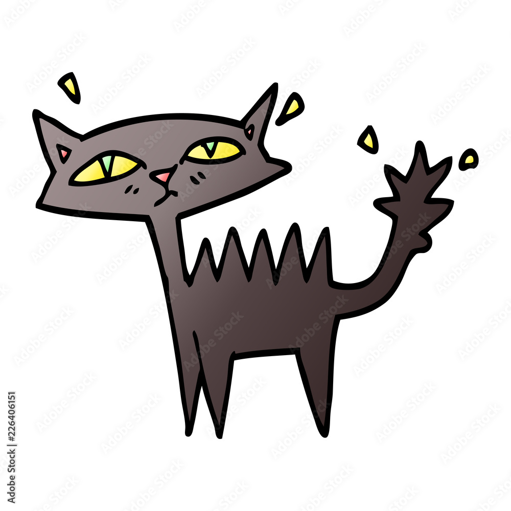 vector gradient illustration cartoon halloween black cat