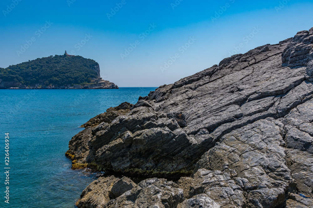 view of Tino island from Palmaria Italy