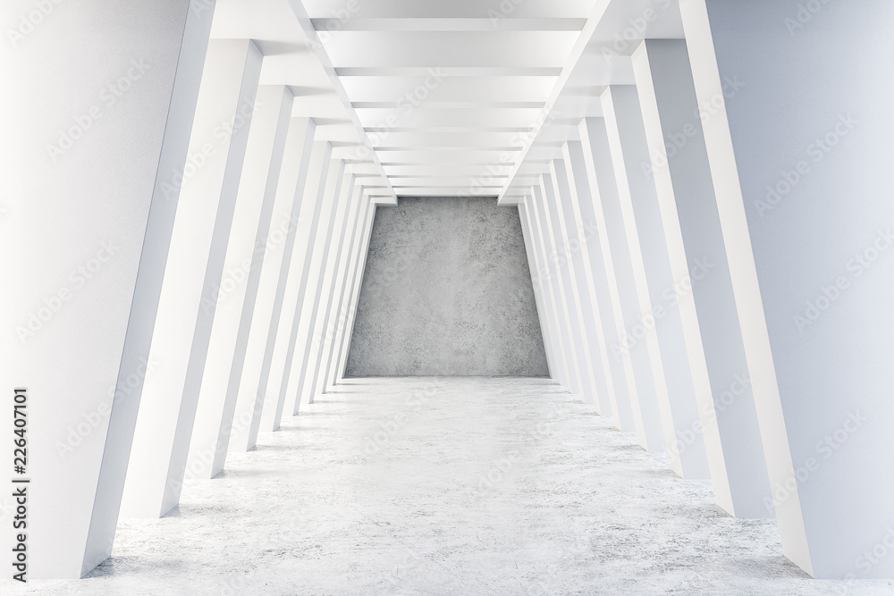 White concrete tunnel interior
