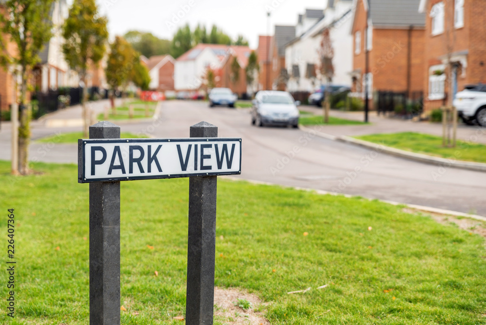 park view street sign post over new built estate park view street sign post over new built estate