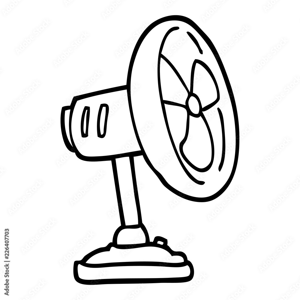 black and white cartoon desktop fan Stock Vector Adobe Stock
