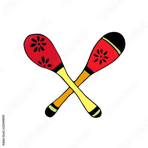 Maracas isolated vector. Mexican music decor. Hand drawn illustration
