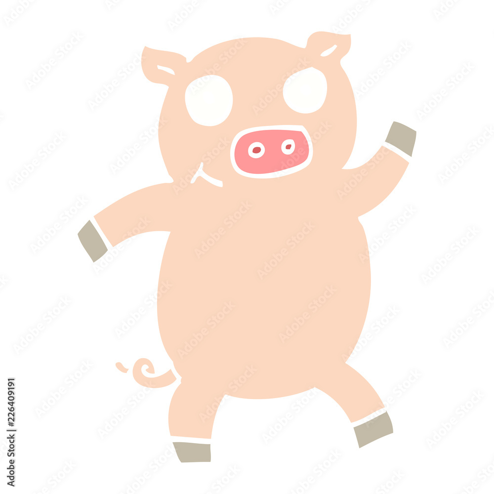 flat color illustration cartoon dancing pig flat color illustration cartoon dancing pig