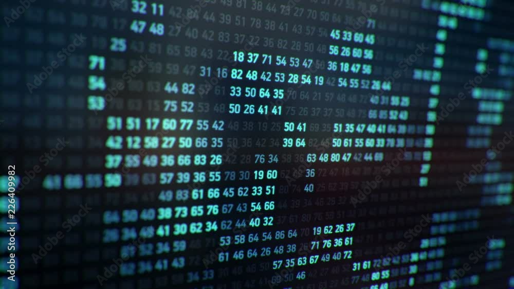 Technological background with representation of binary code. Binary digits in different configurations on colorful background like screen of computer. Animation of seamless loop.