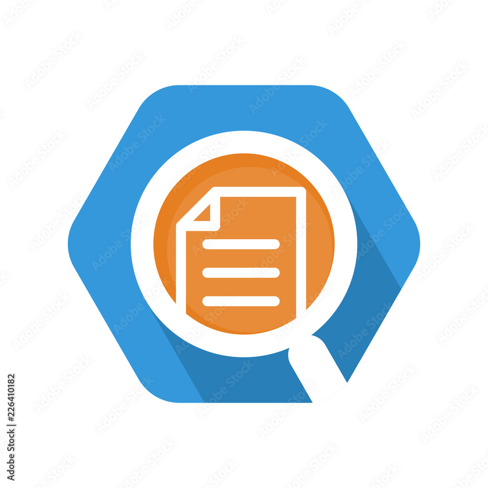 hexagon shape icon with the concept of correcting documents, reviewing documents hexagon shape icon with the concept of correcting documents, reviewing documents
