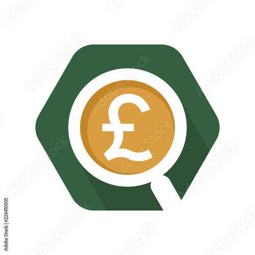 hexagon shape icon with the pound sterling currency trading analysis concept