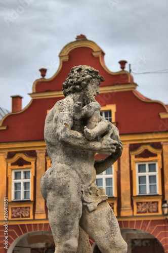 Urban scenic of the main square of Telc, Czech Republic