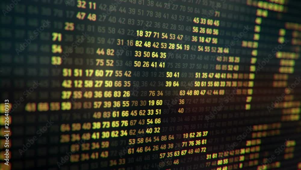 Technological background with representation of binary code. Binary digits in different configurations on colorful background like screen of computer. Animation of seamless loop.