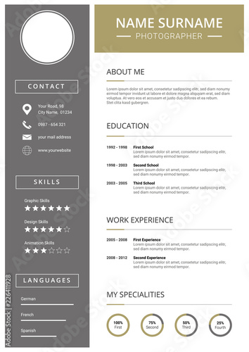 Lebenslauf für Bewerbung, Vorlage mit minimal Design, 