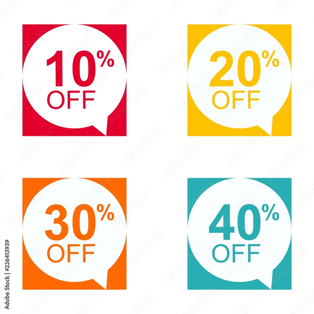 Discount tag with special offer sale sticker. Promo tag discount offer  layout. Sale label with advertise offer design template. Sticker sign price  isolated modern graphic style vector illustration. Stock-Vektorgrafik |  Adobe Stock