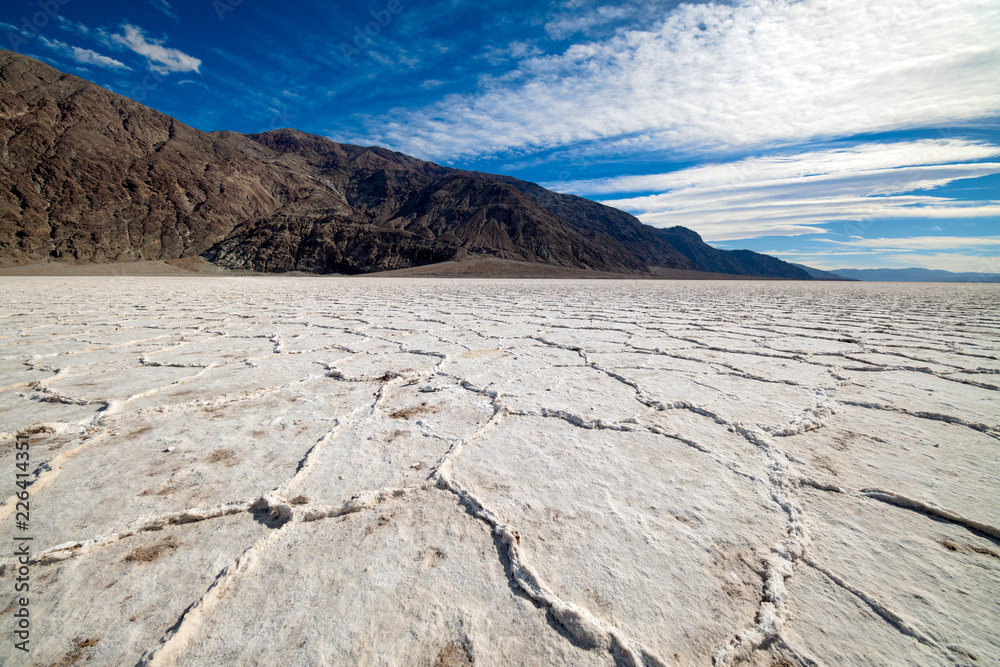 Wide-angle view of Badwater Basin in Death Valley National Park, California, USA