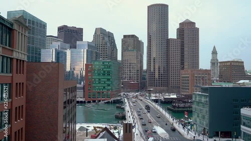Boston city center at winter morning