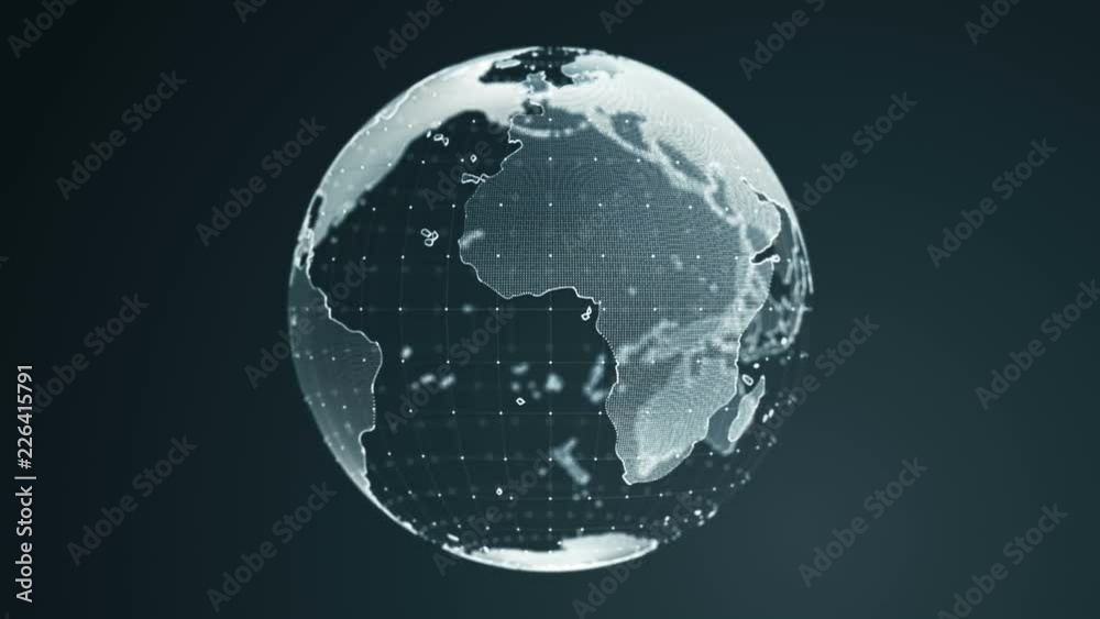 Abstract background with rotation of light Earth Globe from glass. Animation of seamless loop. Abstract background with rotation of light Earth Globe from glass. Animation of seamless loop.