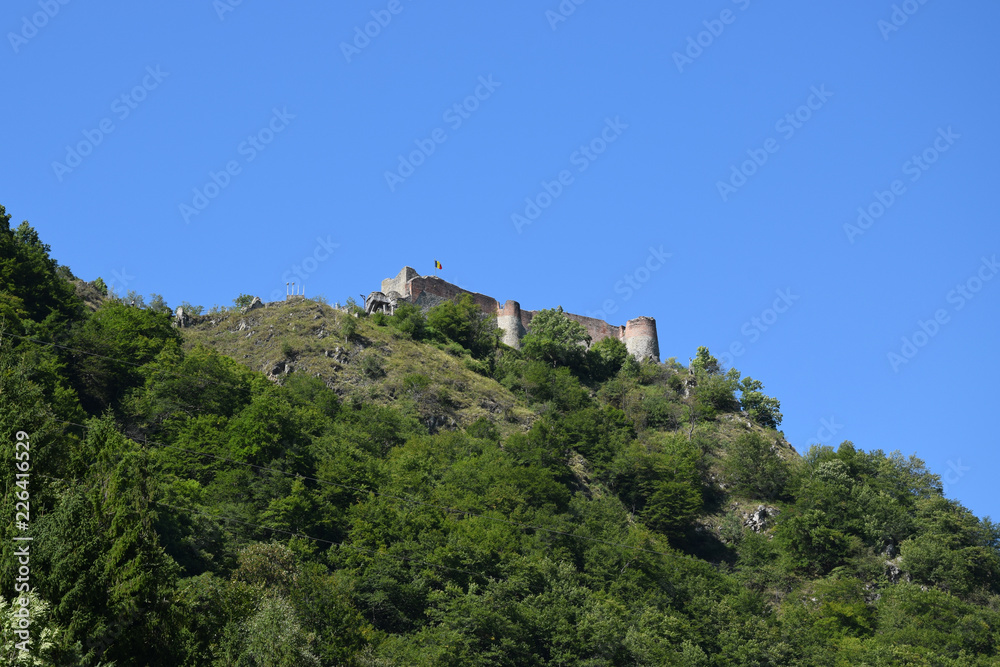 Ruins of Poenari Castle on Mount Cetatea. Real Dracula castle, Romania.