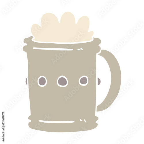 flat color illustration cartoon beer tankard