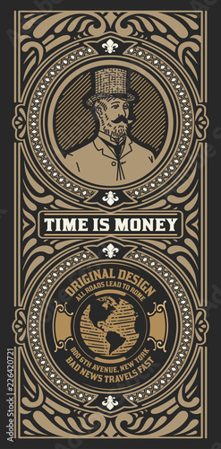 Vintage label with gentleman detail