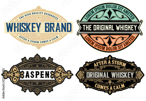 Set of 4 labels or badges for packing