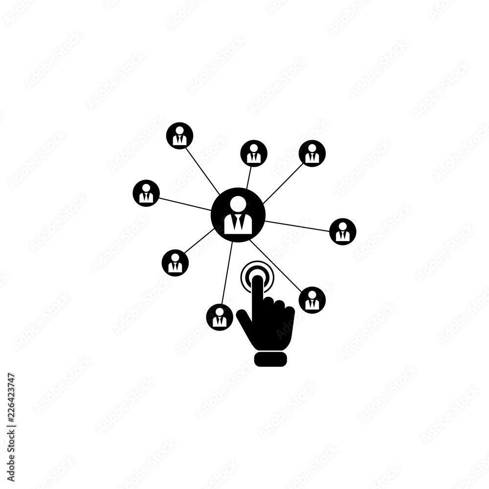 social network concept on touch screen icon. Element of touch screen technology icon. Premium quality graphic design icon. Signs and symbols collection icon for websites