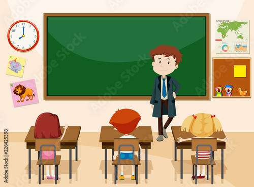 Teacher and students classroom scene