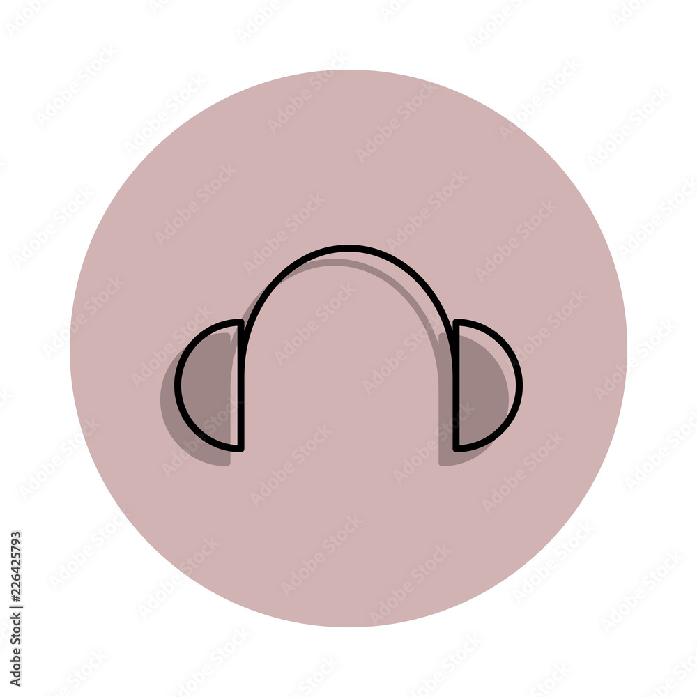 headphones icon in badge style. One of Media, Press collection icon can be used for UI, UX