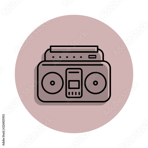 music tape recorder icon in badge style. One of Media, Press collection icon can be used for UI, UX