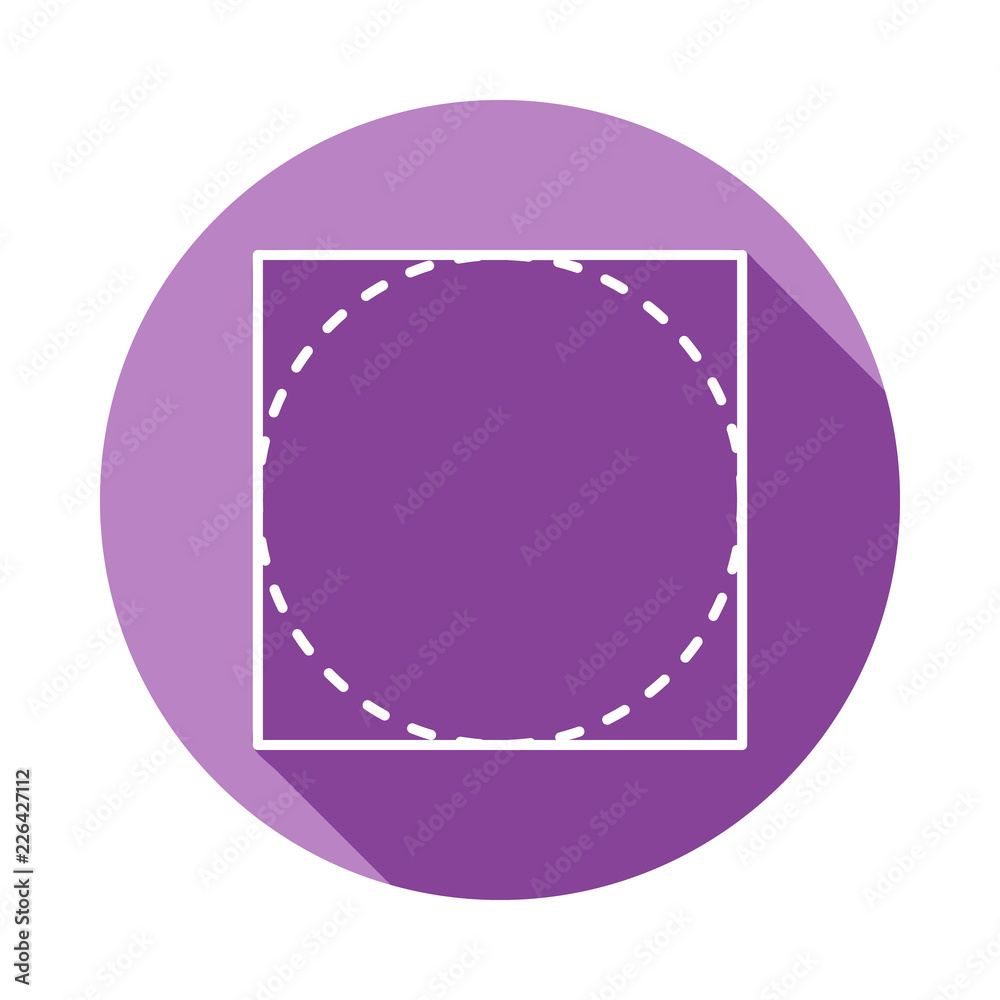 Obraz premium circle in a rectangle icon in long shadow style. One of Geometric figures collection icon can be used for UI, UX
