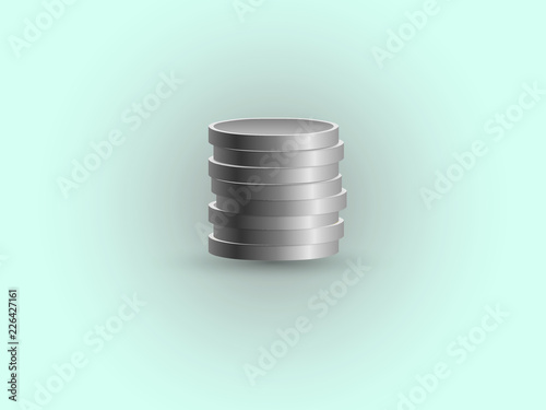 A set of silver dirham coins focusing on blue background meaning wealth and economic stability vector illustration