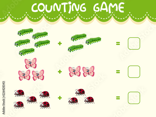 Insect math counting worksheet