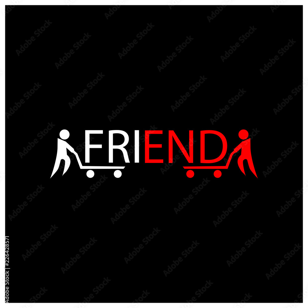 Friend slogan with people unite friend
